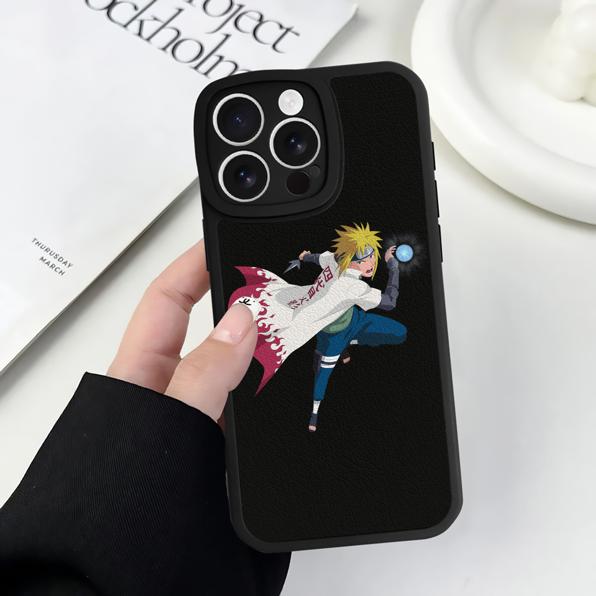（画像用） NARUTO -ナルト- 波風 ミナト Namikaze Minato 【iPhone 16シリーズ対応】シリコンスマホケース（レザー調） 材質：シリコン
